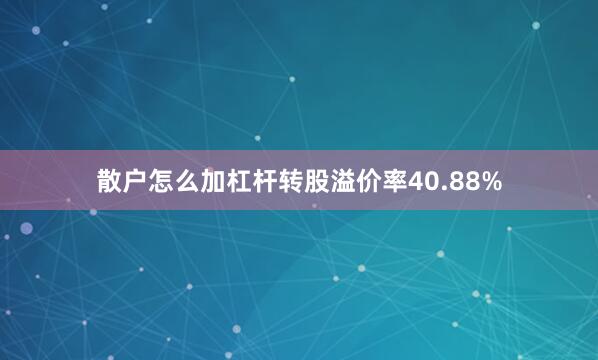 散户怎么加杠杆转股溢价率40.88%